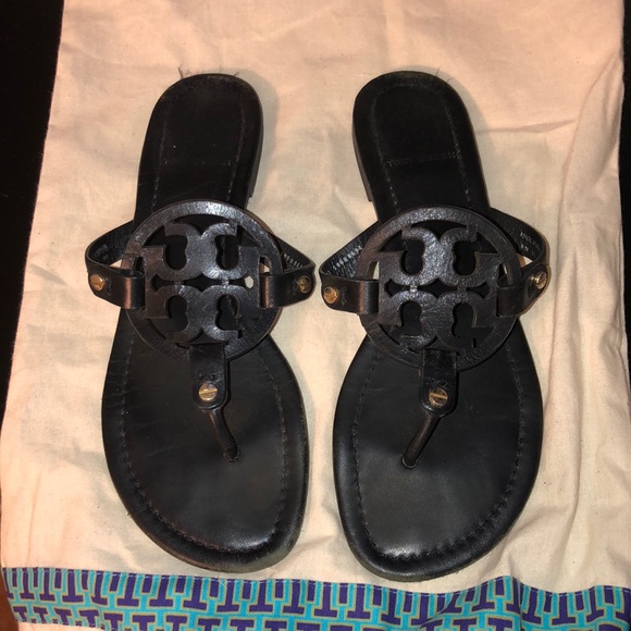 Tory Burch Shoes - Black leather Miller sandals